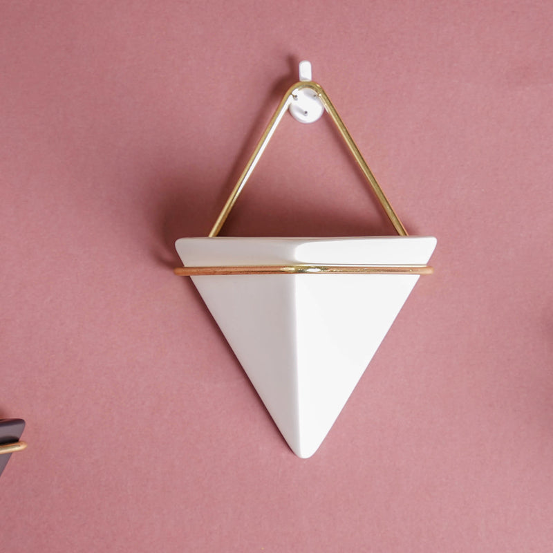 Triangular Ceramic Wall Planter Small - Indoor planters and flower pots | Home decor items