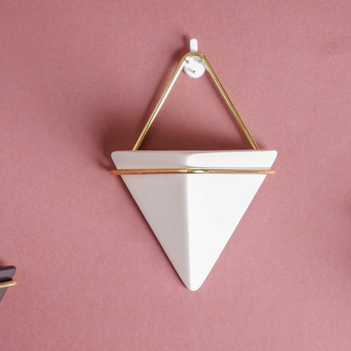 Triangular Ceramic Wall Planter Small - Indoor planters and flower pots | Home decor items