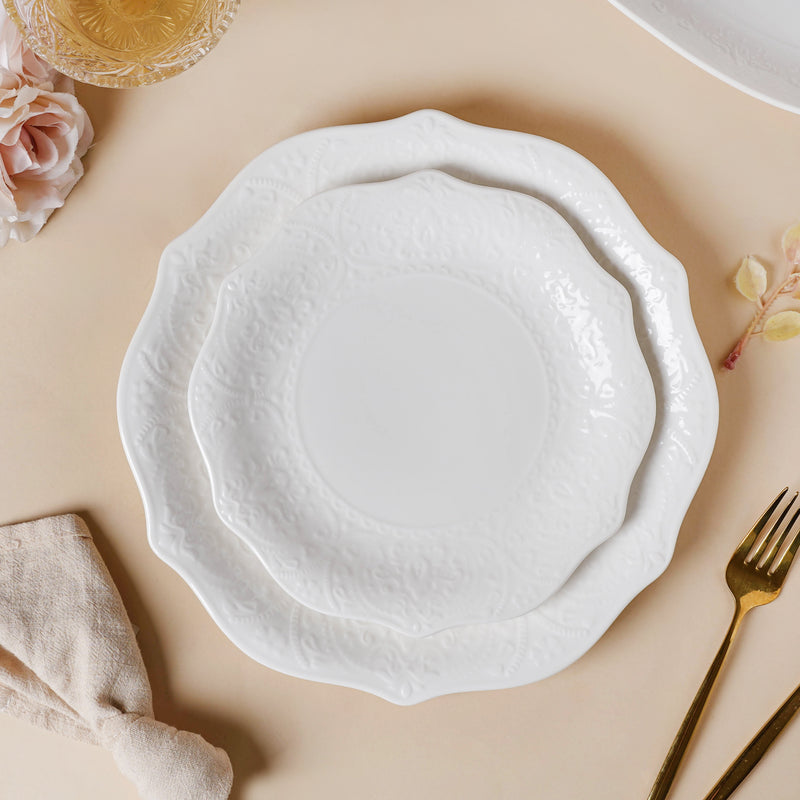 Serena Lily White Dinner Plate 10.5 Inch - Serving plate, rice plate, ceramic dinner plates| Plates for dining table & home decor