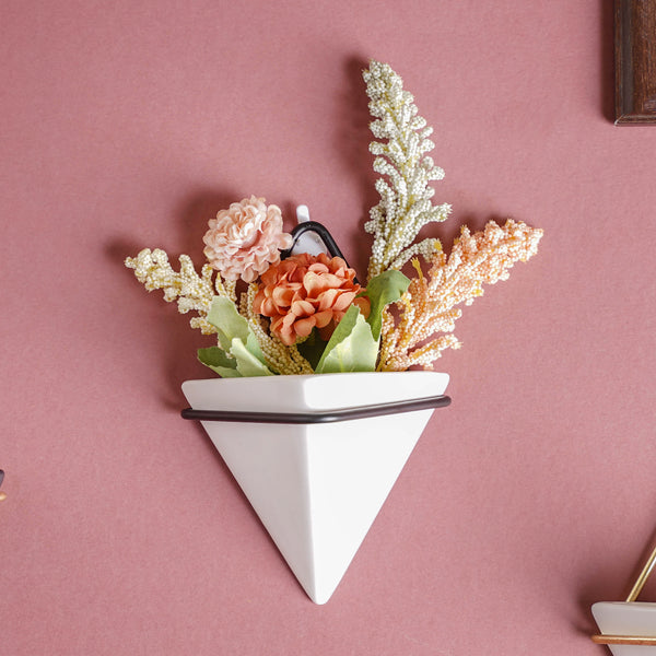 Triangular Ceramic Wall Planter Small - Indoor planters and flower pots | Home decor items