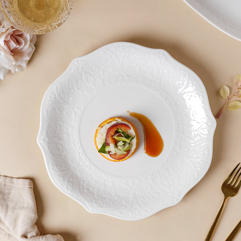 Serena Lily White Dinner Plate 10.5 Inch - Serving plate, rice plate, ceramic dinner plates| Plates for dining table & home decor
