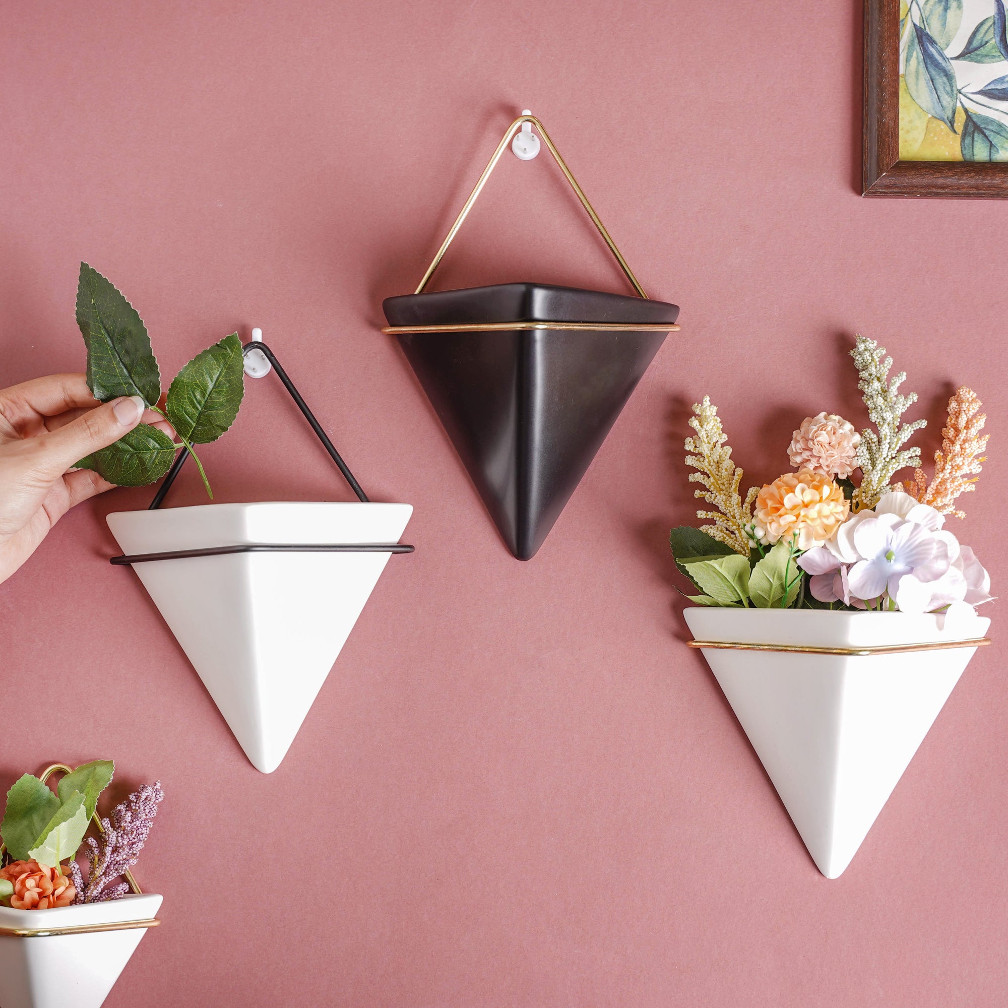 ceramic wall hanging plant pots Triangular Ceramic Wall Hanging Planter Medium Online - Premium Planter