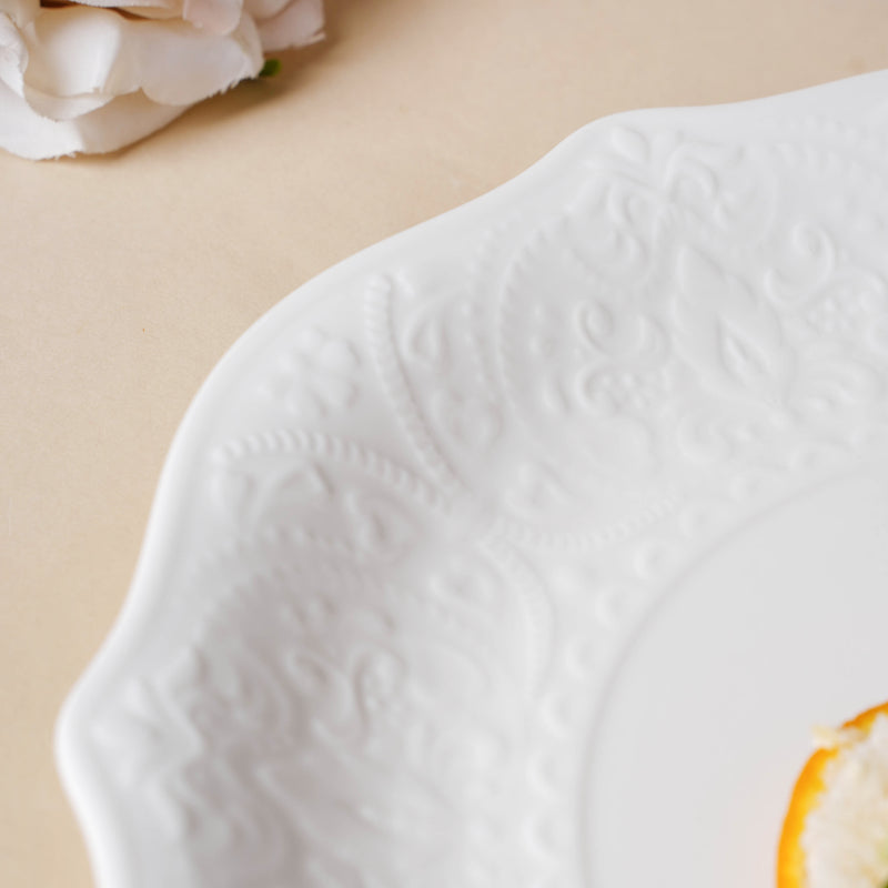 Serena Lily White Dinner Plate 10.5 Inch - Serving plate, rice plate, ceramic dinner plates| Plates for dining table & home decor