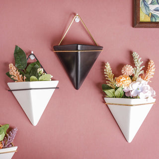 Triangular Ceramic Wall Hanging Planter Medium