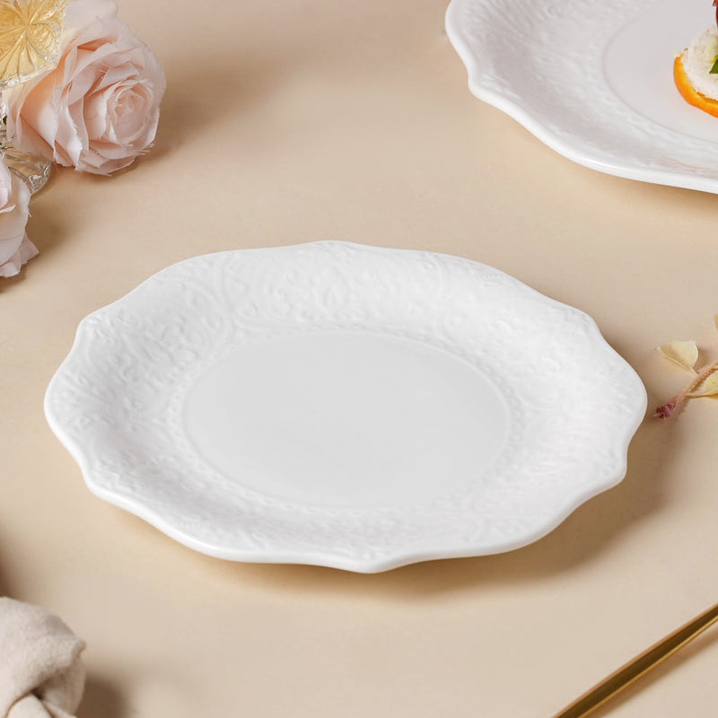 Serena Pearly White Snack Plate 8.5 Inch - Serving plate, snack plate, dessert plate | Plates for dining & home decor