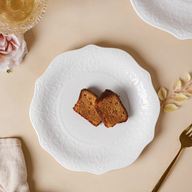 Serena Pearly White Snack Plate 8.5 Inch - Serving plate, snack plate, dessert plate | Plates for dining & home decor