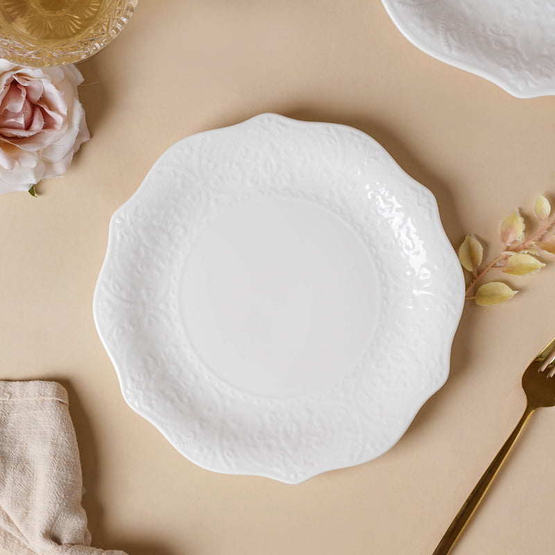 Serena Pearly White Snack Plate 8.5 Inch - Serving plate, snack plate, dessert plate | Plates for dining & home decor