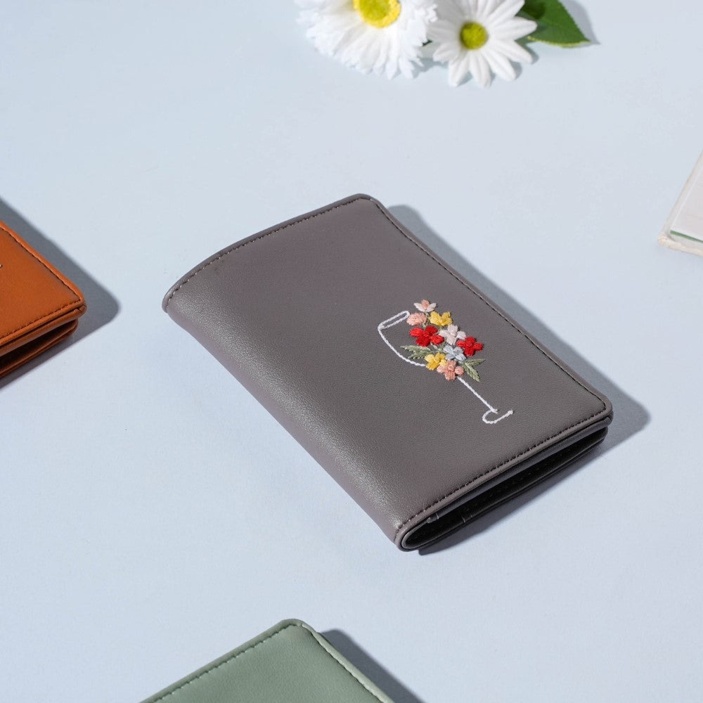 Bouquet hand embroidered passport cover main image 1
