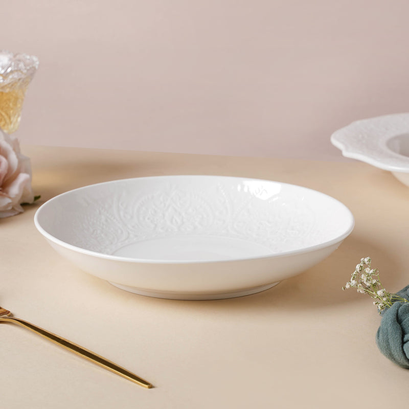Serena Lily White Dinner Plate 9 Inch - Serving plate, rice plate, ceramic dinner plates| Plates for dining table & home decor