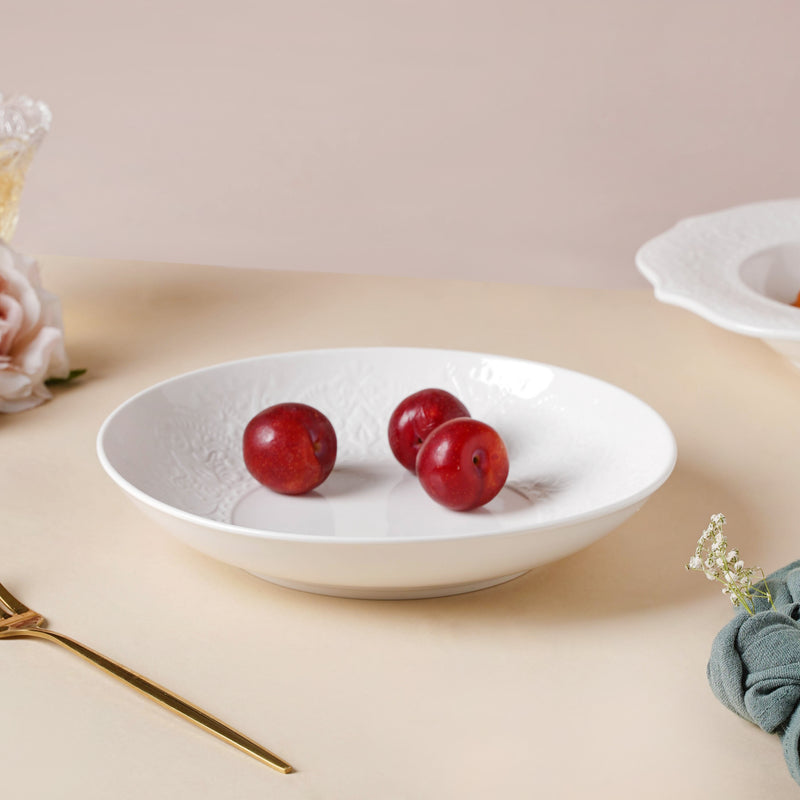 Serena Lily White Dinner Plate 9 Inch - Serving plate, rice plate, ceramic dinner plates| Plates for dining table & home decor
