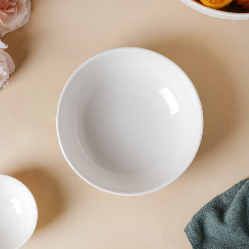 Serena Pearly White Snack Bowl 6 Inch 500 ml - Bowl,ceramic bowl, snack bowls, curry bowl, popcorn bowls | Bowls for dining table & home decor