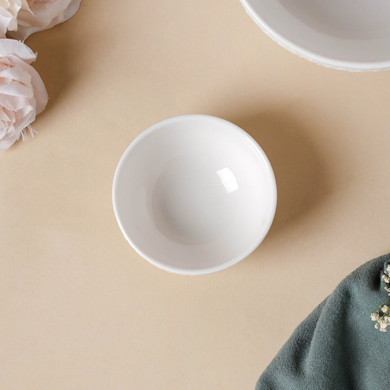 Serena Pearly White Dip Bowl 100 ml - Bowl, ceramic bowl, dip bowls, chutney bowl, dip bowls ceramic | Bowls for dining table & home decor 
