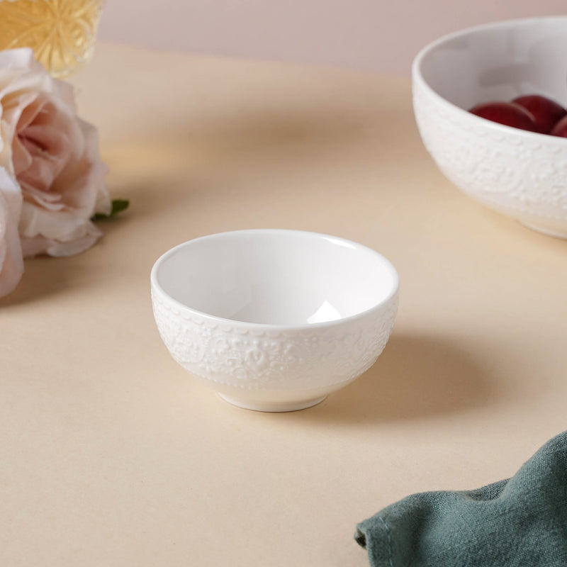 Serena Pearly White Dip Bowl 100 ml - Bowl, ceramic bowl, dip bowls, chutney bowl, dip bowls ceramic | Bowls for dining table & home decor 