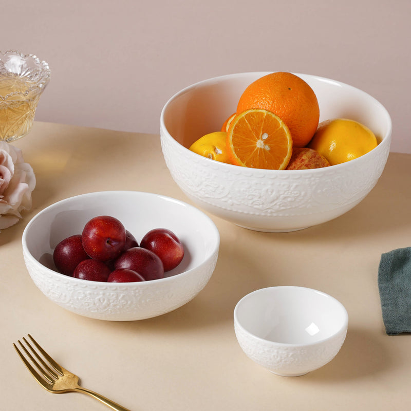 Serena Pearly White Snack Bowl 6 Inch 500 ml - Bowl,ceramic bowl, snack bowls, curry bowl, popcorn bowls | Bowls for dining table & home decor