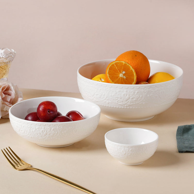 Serena Pearly White Snack Bowl 6 Inch 500 ml - Bowl,ceramic bowl, snack bowls, curry bowl, popcorn bowls | Bowls for dining table & home decor