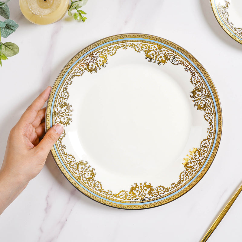 Aurelea Floral Dinner Plate - Serving plate, lunch plate, ceramic dinner plates| Plates for dining table & home decor