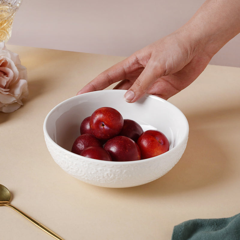 Serena Pearly White Snack Bowl 6 Inch 500 ml - Bowl,ceramic bowl, snack bowls, curry bowl, popcorn bowls | Bowls for dining table & home decor