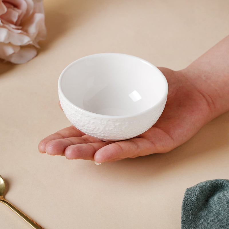 Serena Pearly White Dip Bowl 100 ml - Bowl, ceramic bowl, dip bowls, chutney bowl, dip bowls ceramic | Bowls for dining table & home decor 