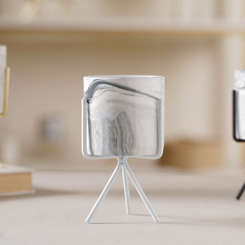 Marble Effect Pot With Stand - Plant pot and plant stands | Room decor items