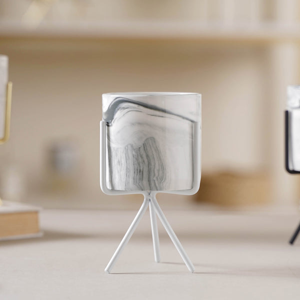 Marble Effect Pot With Stand - Plant pot and plant stands | Room decor items