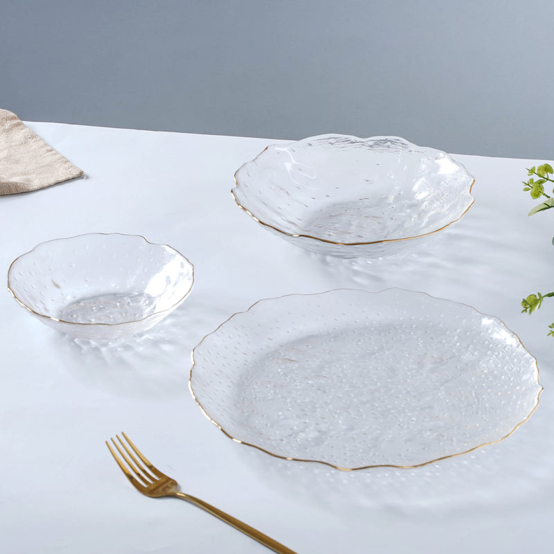 Glass Plate and Bowl Set of 3