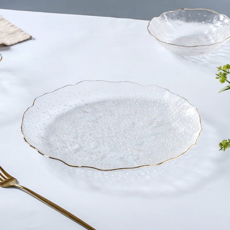 Glass Plate and Bowl Set of 3