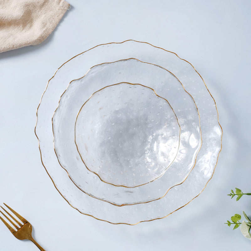 Glass Plate and Bowl Set of 3