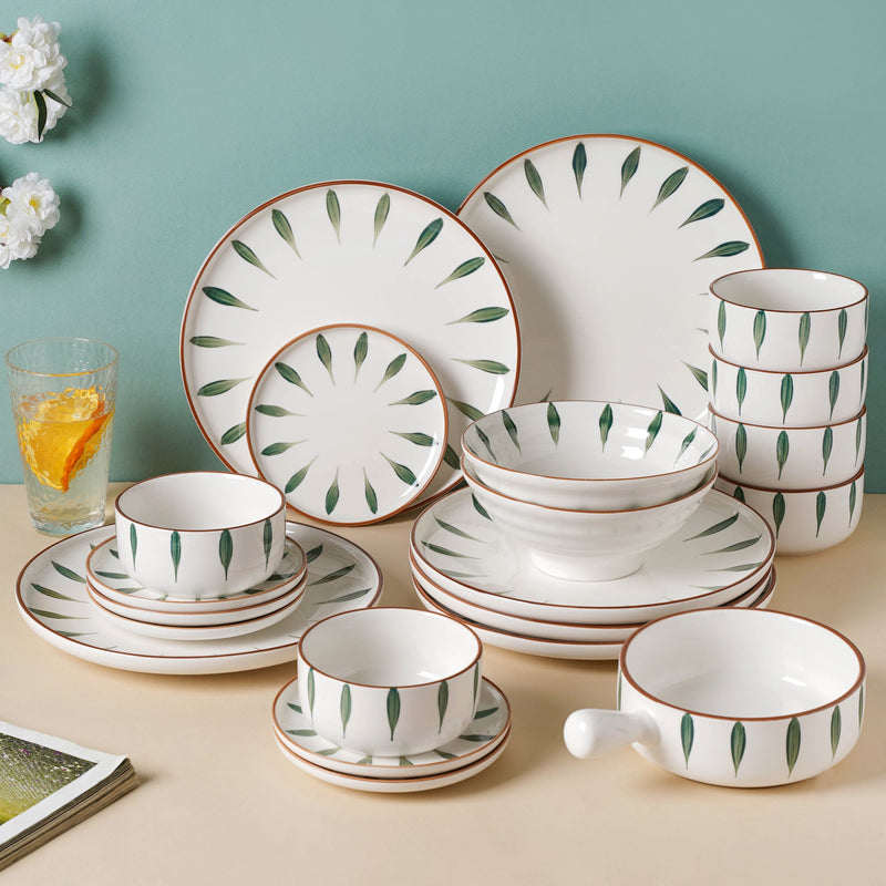 Teardrop Green 21 Piece Dinner Set For 6