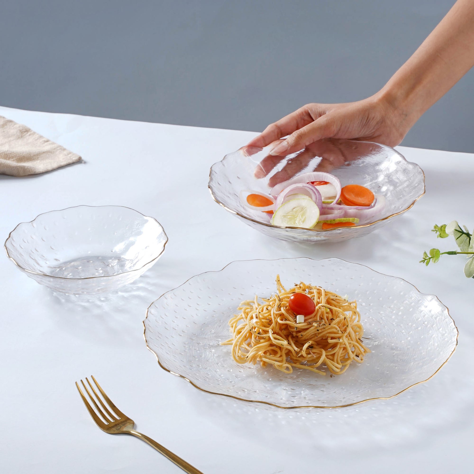 Glass Plate and Bowl Set of Online Premium Dinner Set Nestasia