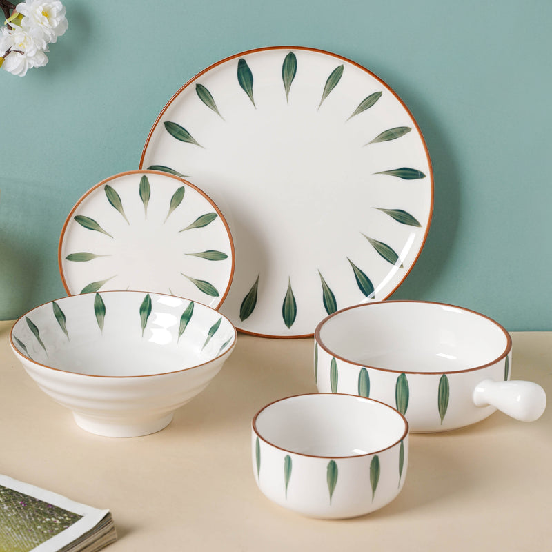 Teardrop Green 21 Piece Dinner Set For 6