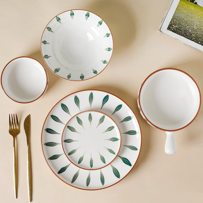 Teardrop Green 21 Piece Dinner Set For 6