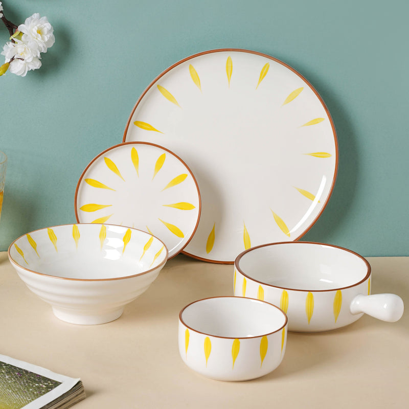 Teardrop Yellow 21 Piece Dinner Set For 6