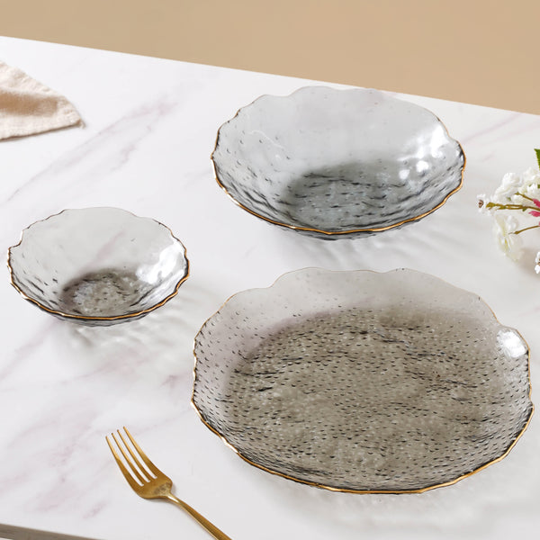Glass Grey Dish Set of 3
