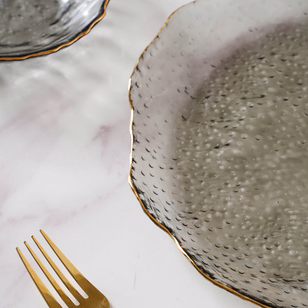 Glass Grey Dish Set of 3