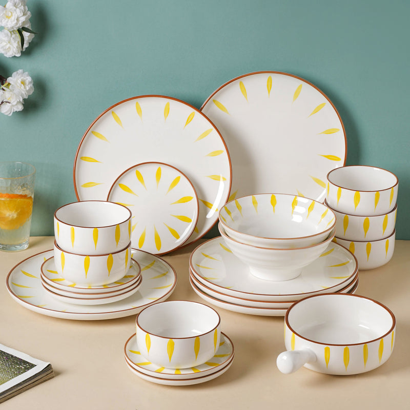 Teardrop Yellow 21 Piece Dinner Set For 6