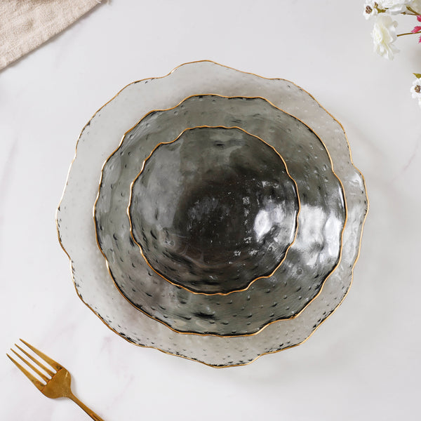 Glass Grey Dish Set of 3