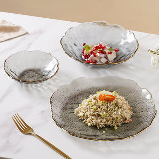 Glass Grey Dish Set of 3