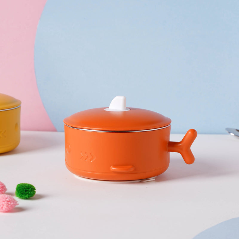 Whale Double Walled Anti-Slip Feeding Bowl Orange 400 ml - Kids Lunch Box