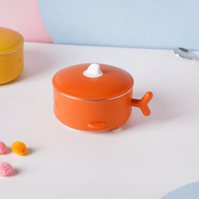 Whale Double Walled Anti-Slip Feeding Bowl Orange 400 ml - Kids Lunch Box