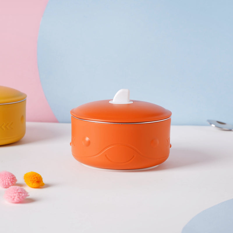 Whale Double Walled Anti-Slip Feeding Bowl Orange 400 ml - Kids Lunch Box
