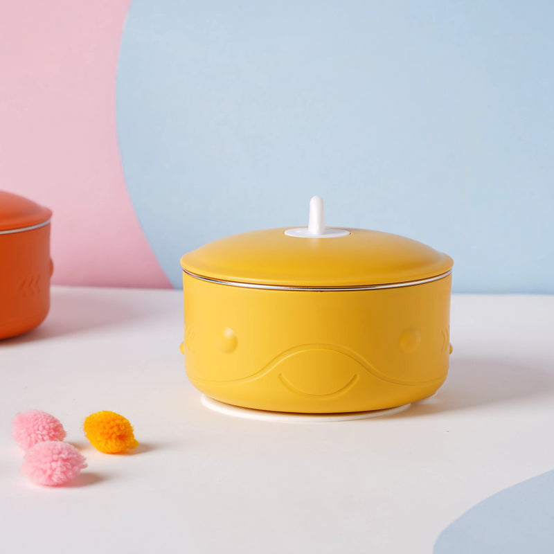 Whale Double Walled Anti-Slip Feeding Bowl Yellow 400 ml - Kids Lunch Box