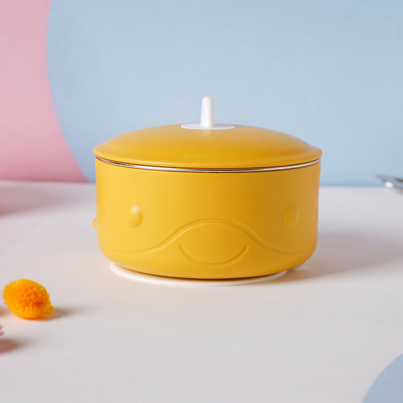 Whale Double Walled Anti-Slip Feeding Bowl Yellow 400 ml - Kids Lunch Box