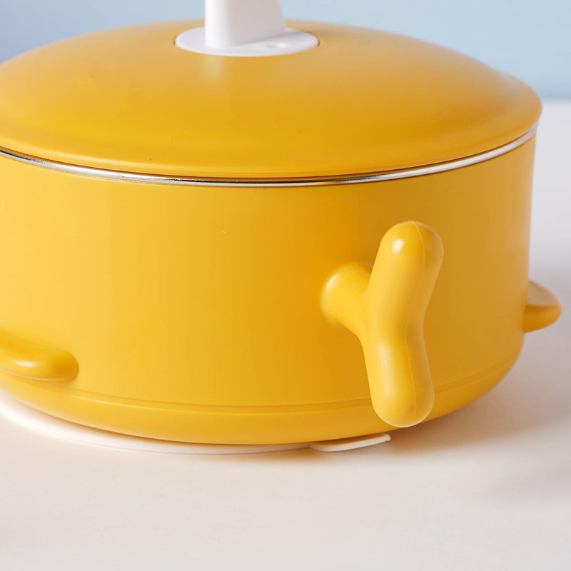 Whale Double Walled Anti-Slip Feeding Bowl Yellow 400 ml - Kids Lunch Box