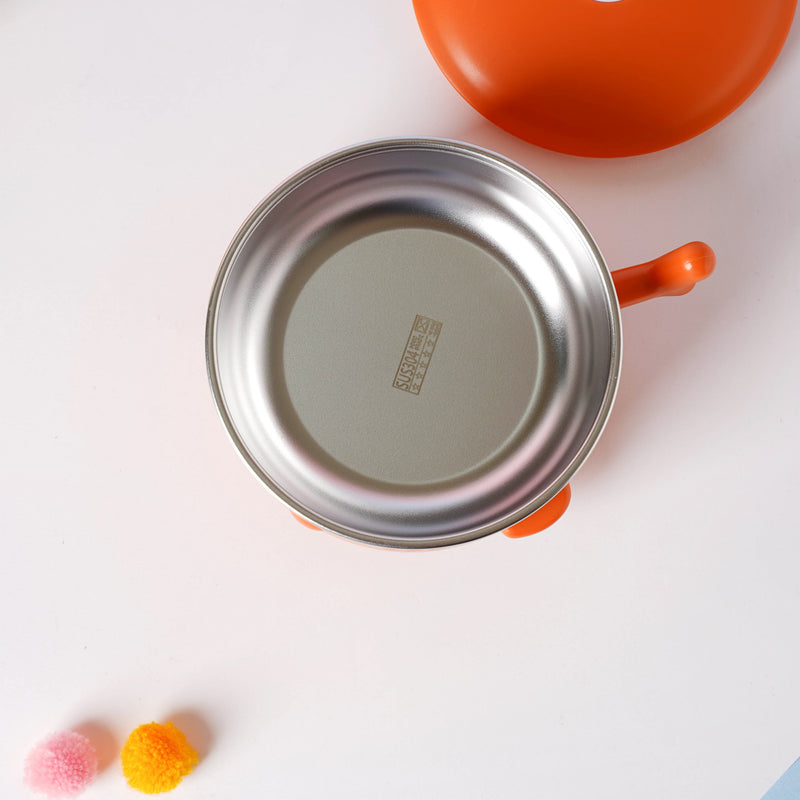 Whale Double Walled Anti-Slip Feeding Bowl Orange 400 ml - Kids Lunch Box