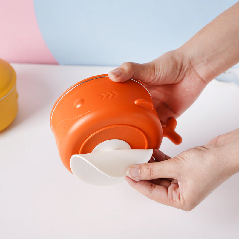 Whale Double Walled Anti-Slip Feeding Bowl Orange 400 ml - Kids Lunch Box