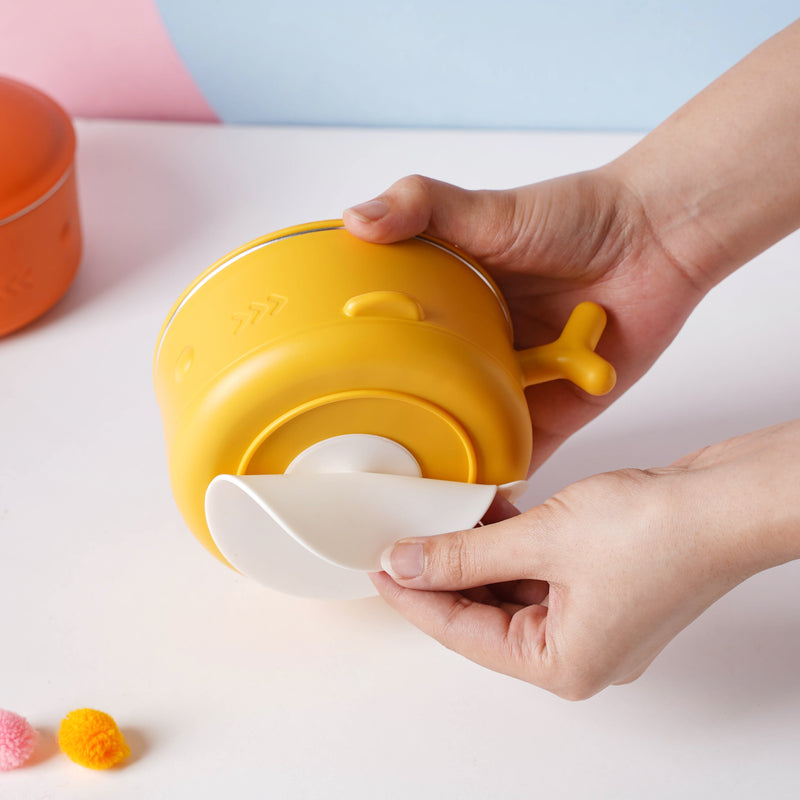 Whale Double Walled Anti-Slip Feeding Bowl Yellow 400 ml - Kids Lunch Box