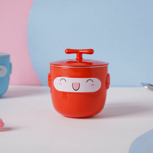 Cartoon Double Wall Stainless Steel Baby Bowl Red 200 ml - Kids Lunch Box