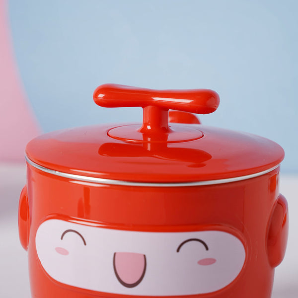 Cartoon Double Wall Stainless Steel Baby Bowl Red 200 ml - Kids Lunch Box