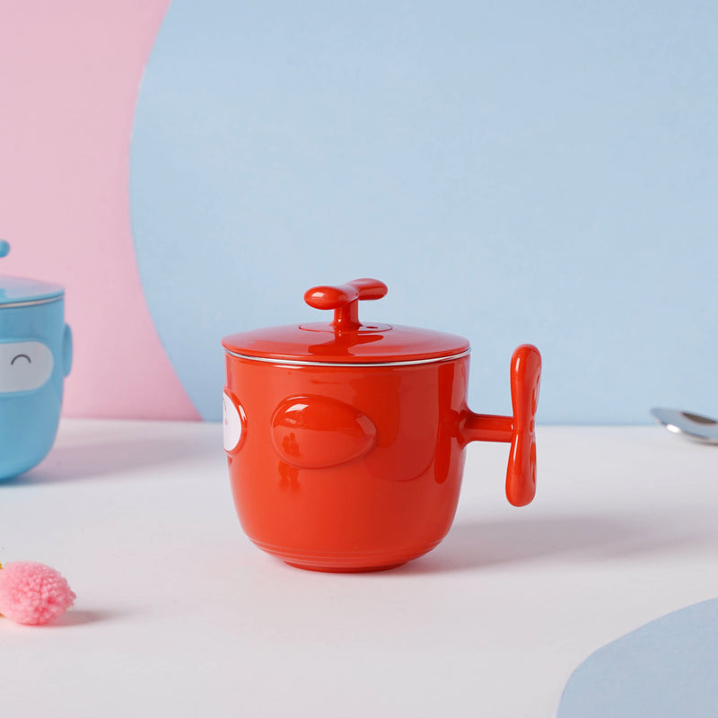 Cartoon Double Wall Stainless Steel Baby Bowl Red 200 ml - Kids Lunch Box