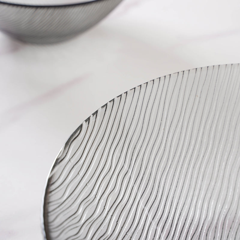 Waves Glass Bowl Set of 3 Grey - Glass bowl, serving bowl set, bowl for snacks, glass serving bowl, large serving bowl | Bowls for dining table & home decor
